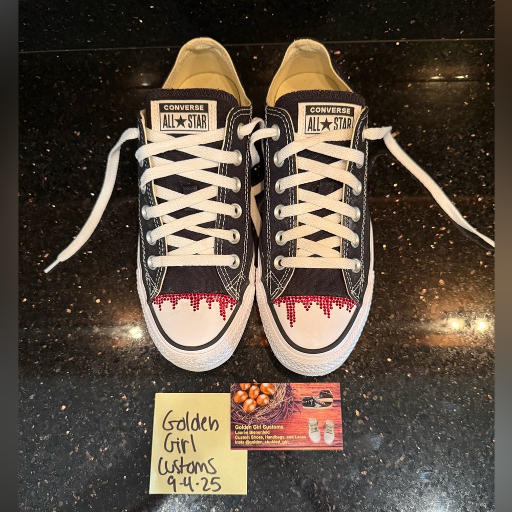 FOR SALE 💎🩸SWAROVSKI CRYSTAL DRIPPING BLOOD CUSTOM CONVERSE🩸💎 women’s 8/mens 6